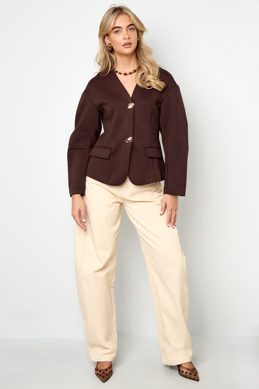 Polyesterfaser (Polyester) Damenanzug-Set Einfarbig Elegante Herbst-/Winterkleidung Bild6
